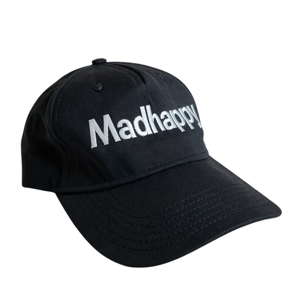 MadHappy Women's Black White Embroidered Logo Casual Dad Snapback Cap Hat OS